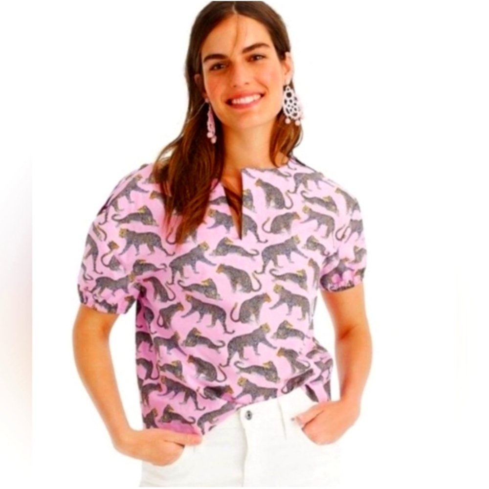 BNWT J.Crew pink cheetah blouse size XS